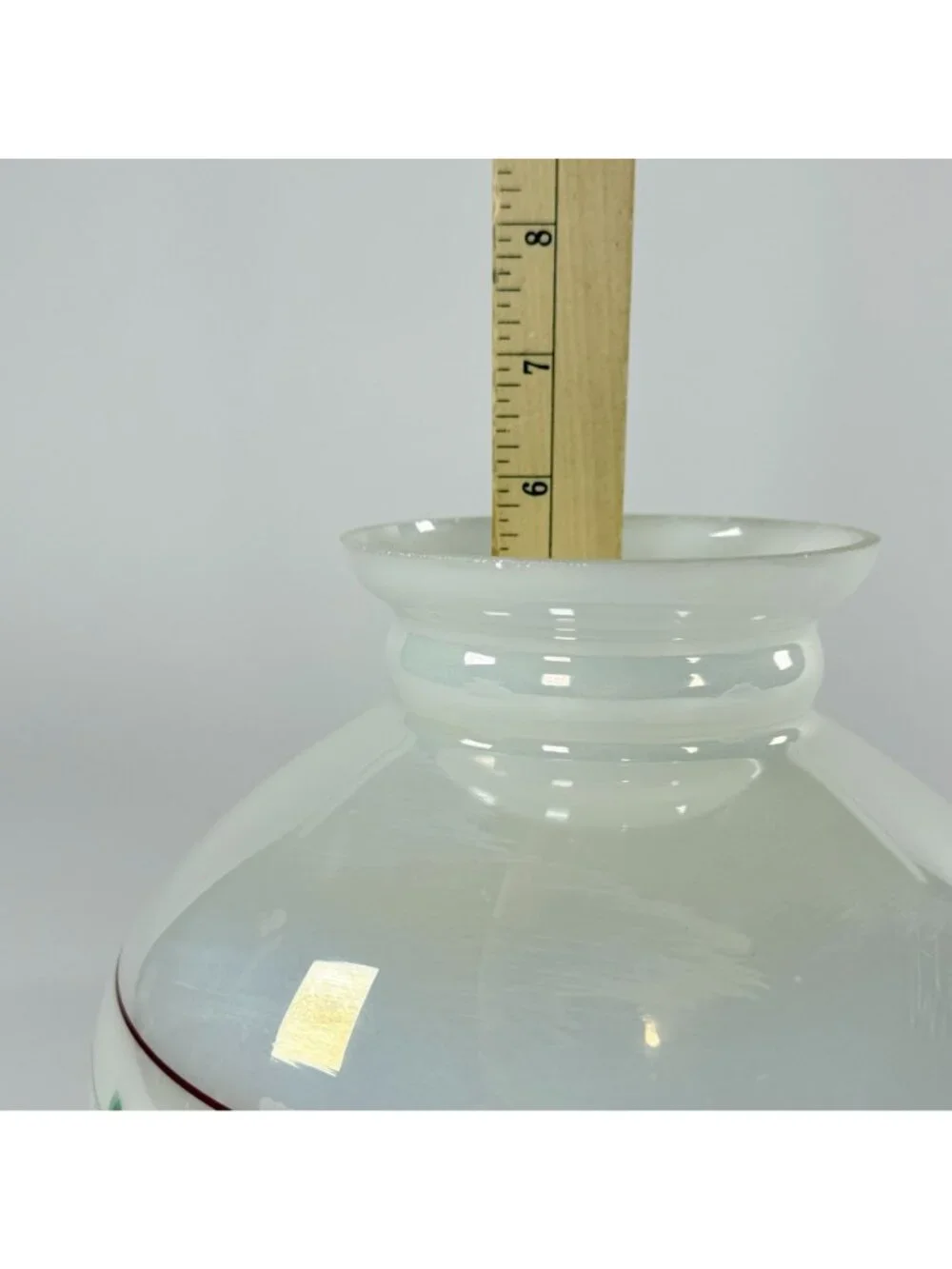 Vintage White Glass Lamp Shade W Hand Painted Roses 4-In Fitter Floral Accent 6.